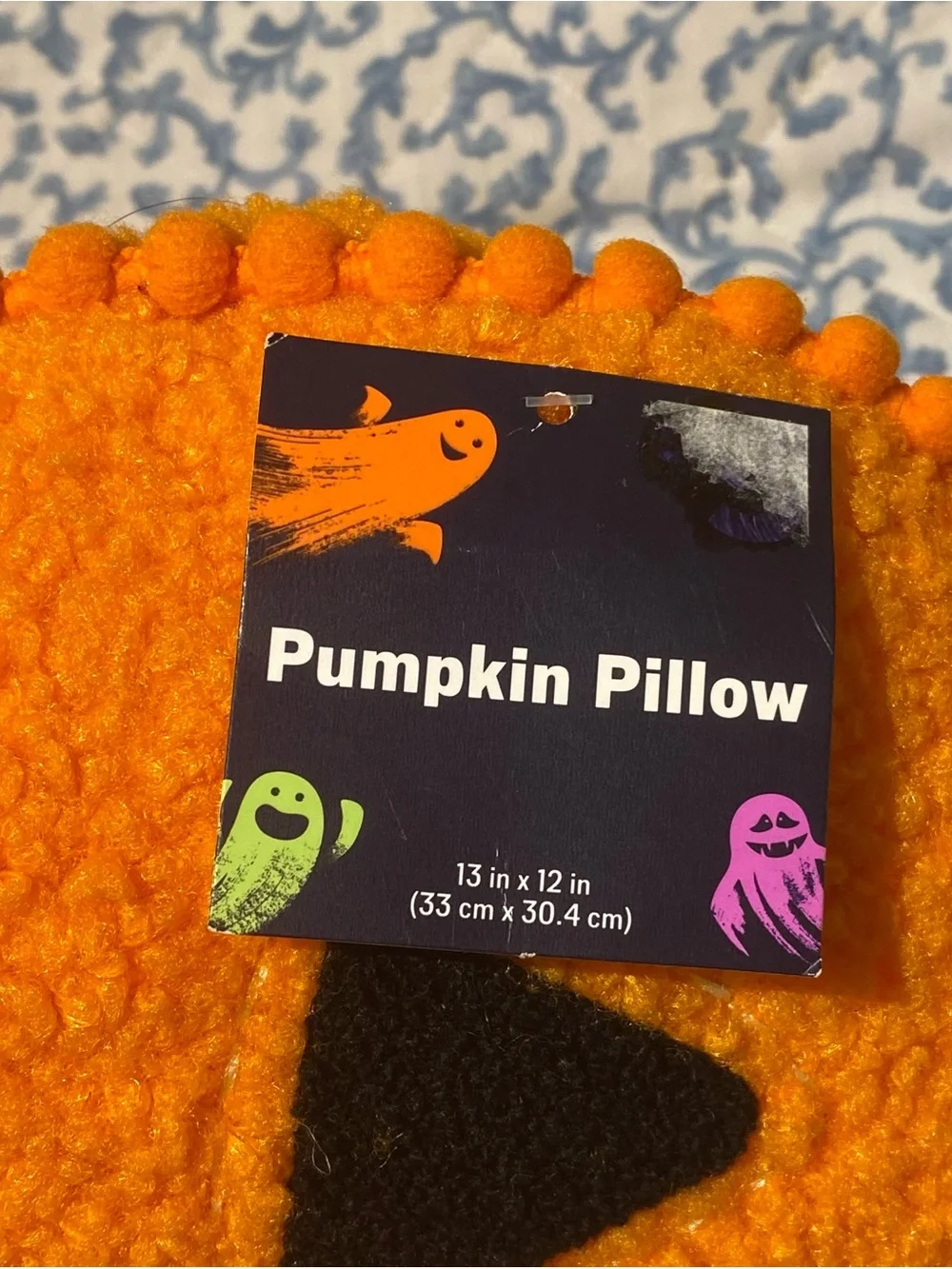 Halloween Jack-O’-Lantern Pumpkin Throw Pillow Plush 13x12 New